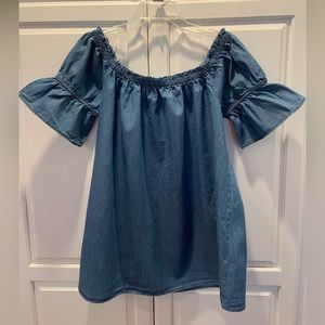 Denim Peasant Blouse 2X